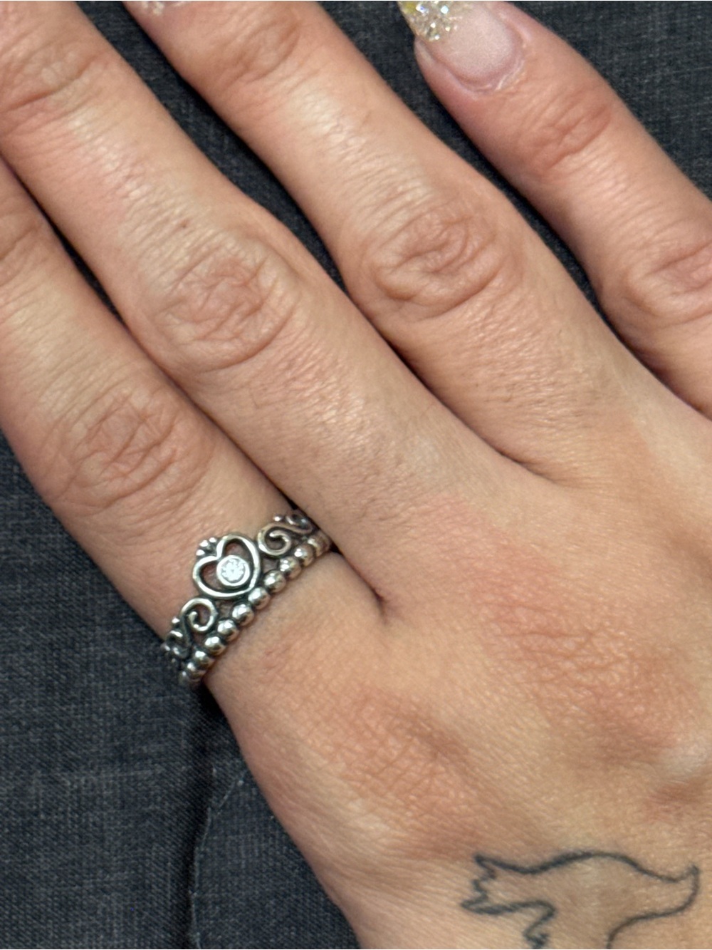 Pandora Delicate Silver Filigree Stackable Ring - Silver